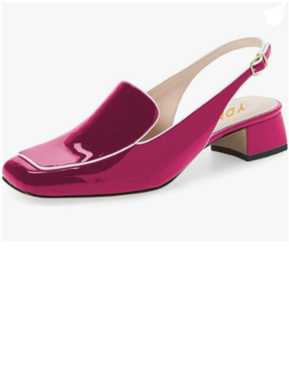 YDN Deep Pink Square Toe Block Low Heels Slingback Formal Loafer Dressy Shoes